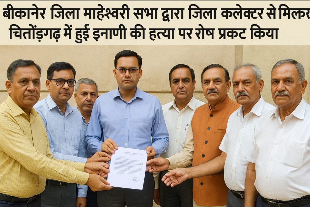 Bikaner जिला माहेश्वरी सभा ने चितौड़गढ़ में हुई ईनाणी हत्याकांड पर जताया रोष, कलेक्टर से की निष्पक्ष जांच की मांग