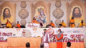 श्री कृष्ण कथा में अर्जुन राम मेघवाल ने भजन सुनाकर किया मंत्रमुग्ध, पूगल रोड पर भव्य आयोजन