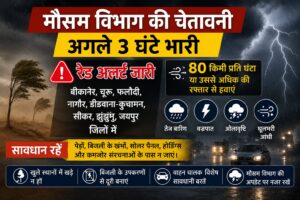 अगले तीन घंटे भारी: बीकानेर-चूरू समेत कई जिलों में रेड अलर्ट, 80 किमी की रफ्तार से चल सकती हैं हवाएं