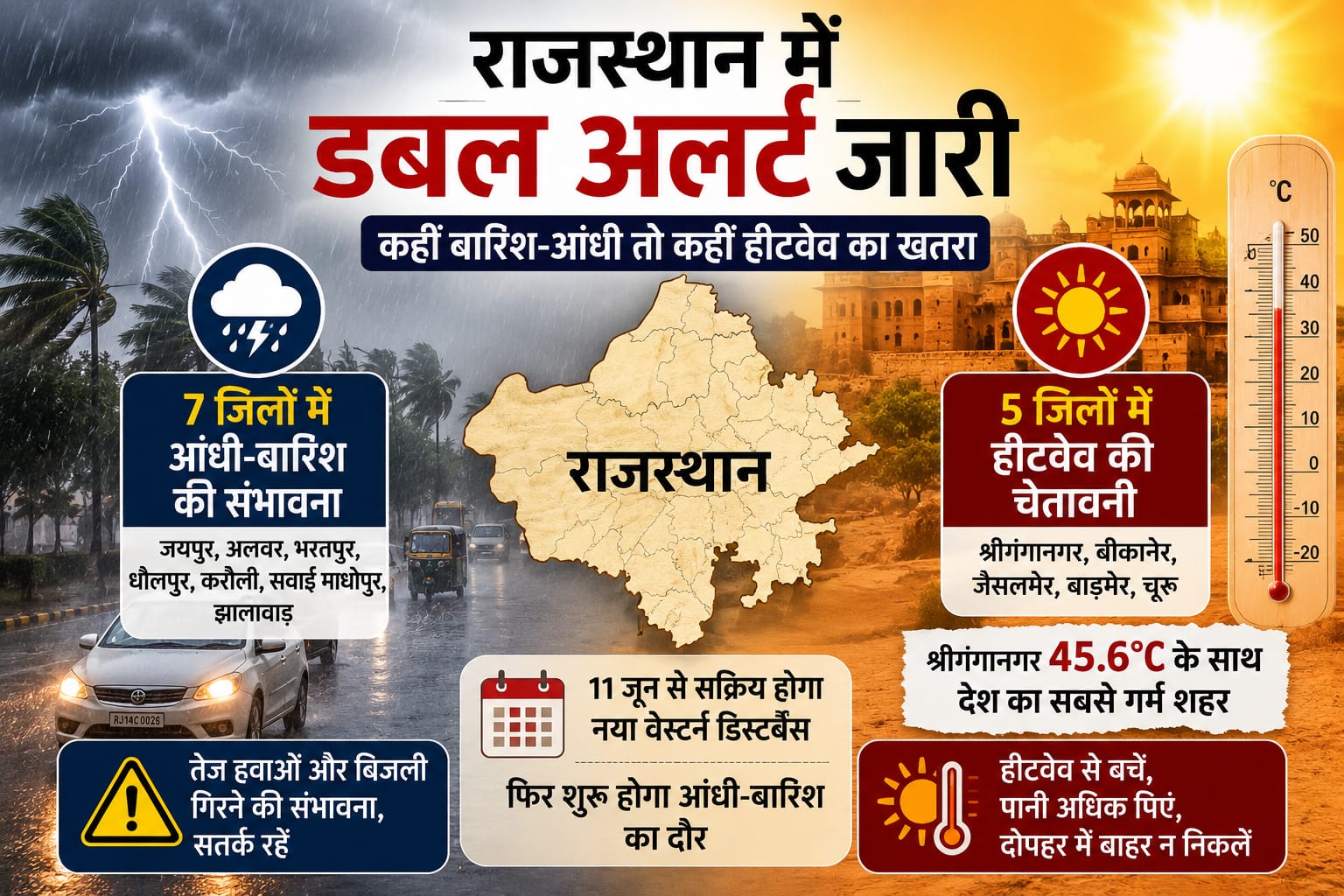 प्रदेश में गर्मी का कहर जारी, 7 जिलों में बारिश और 5 में हीटवेव अलर्ट