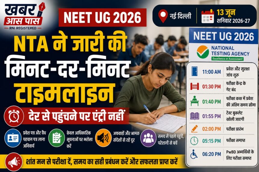 NEET UG 2026: NTA ने जारी की मिनट-दर-मिनट टाइमलाइन, देर से पहुंचने वाले अभ्यर्थियों को नहीं मिलेगी एंट्री