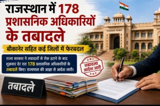 राजस्थान में 178 प्रशासनिक अधिकारियों के तबादले, बीकानेर सहित कई जिलों में फेरबदल