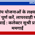 विभागीय योजनाओं के लक्ष्य समय-सीमा में पूर्ण करें, लापरवाही पर होगी कार्रवाई : कलेक्टर सुश्री प्रतिष्ठा ममगाईं