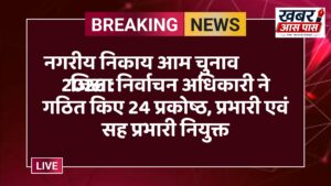 नगरीय निकाय आम चुनाव 2026 : जिला निर्वाचन अधिकारी ने गठित किए 24 प्रकोष्ठ, प्रभारी एवं सह प्रभारी नियुक्त
