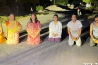 सम्पूर्ण भारत में प्रसिद्ध पुनरासर हनुमानजी मंदिर के पुजारी नीरज बोथरा ने अजनि माता मन्दिर से दण्ड वत पद यात्रा की 