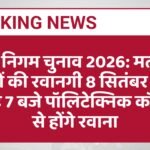 नगर निगम चुनाव 2026: मतदान दलों की रवानगी 8 सितंबर को, सुबह 7 बजे पॉलिटेक्निक कॉलेज से होंगे रवाना