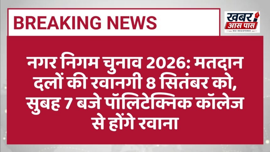 नगर निगम चुनाव 2026: मतदान दलों की रवानगी 8 सितंबर को, सुबह 7 बजे पॉलिटेक्निक कॉलेज से होंगे रवाना